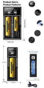 USB LCD Battery Smart Charger 1/2/4 Slots Dual For 18650 3.7V Rechargeable Lithium Battery For 1.2V NI-MH AA / AAA Battery