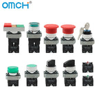 OMCH Button Switch Self Reset SKB2 Small Mushroom Head Emergency Stop 22mm Knob Key Start Inching Power On