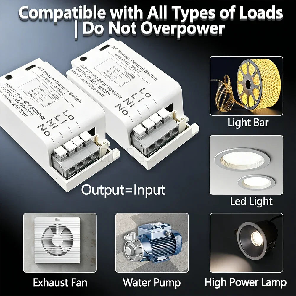 110V 220V 400W Hidden Wooden Touch High-Power 400W Controller for Cabinet, Nightstand, and LED Strip Lights Touch Switch Sensor