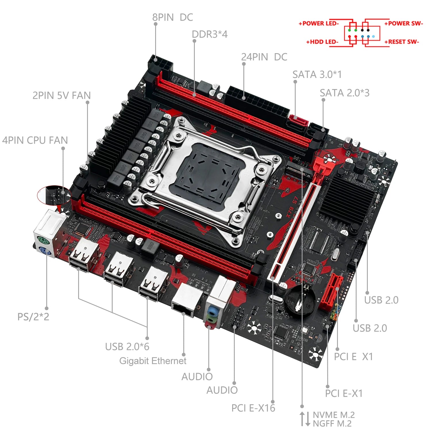 MACHINIST X79 Motherboard S7 LGA2011-3 Xeon Kit E5 2689 CPU Processor and DDR3(2x16gb)32gb 1866MHz Memory NVME/SATA M.2 M-ATX