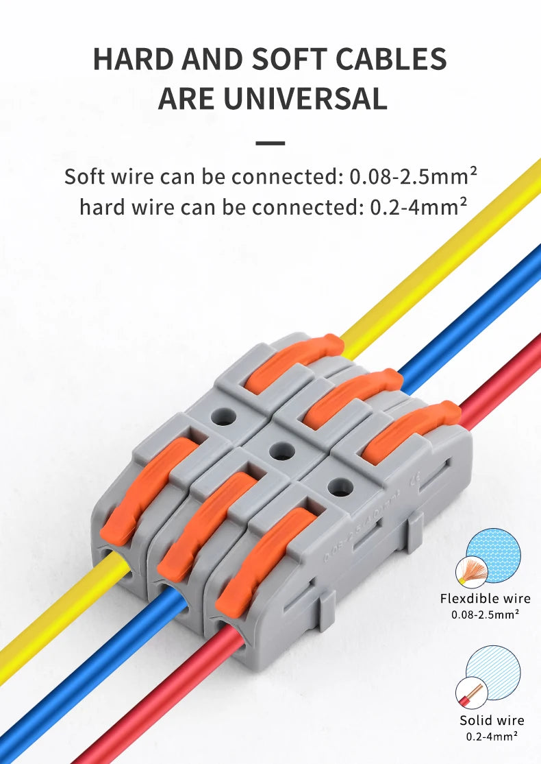 10/20/50pcs Universal Lever Wire Connector Electrical Compact Splicing 1 to 1 Inline Assemblable Terminals Quick Connection