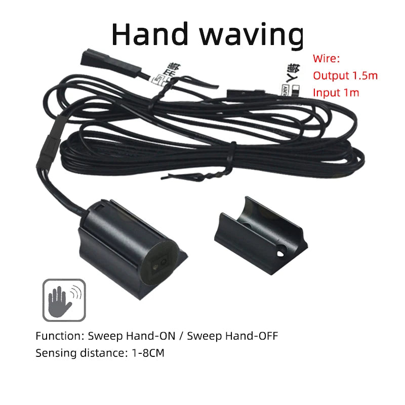 DC 12V 24V 5A LED Cabinet Sensor Switch Door Control/PIR Motion/Hand Sweep/Touch Activated for Wardrobe Closet Under Strip Light