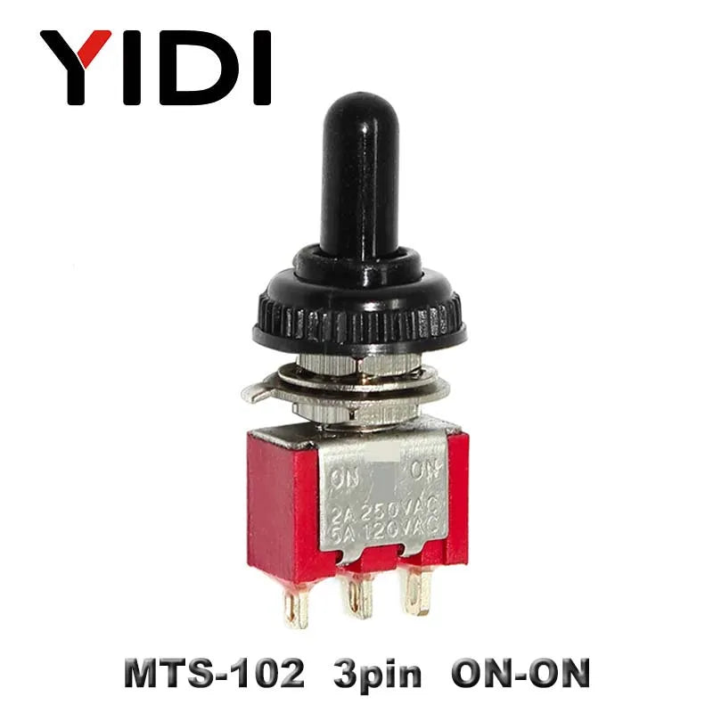 6A 125VAC Mini 6mm Toggle Switch MTS 102 103 202 203 302 303 402 403 on off SPDT DPDT on off on 3PDT Switch with Waterproof Cap