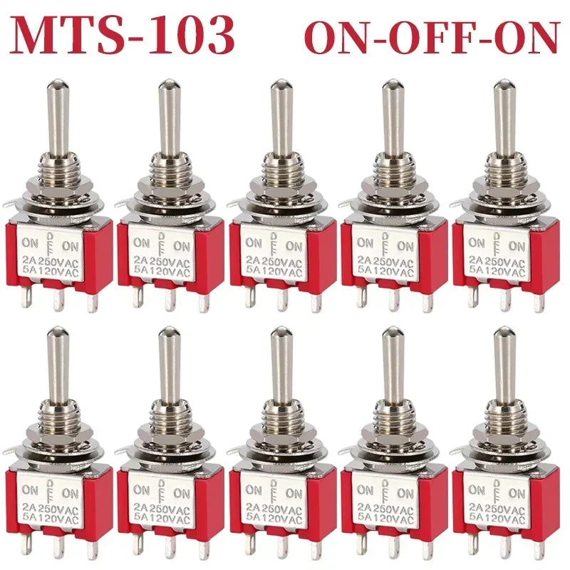 10Pcs Waterproof Cap Miniature Toggle Switch ON-OFF-ON / ON-ON SPDT DPDT MTS-102 MTS-103 MTS-202 MTS-203 Rocker Switch