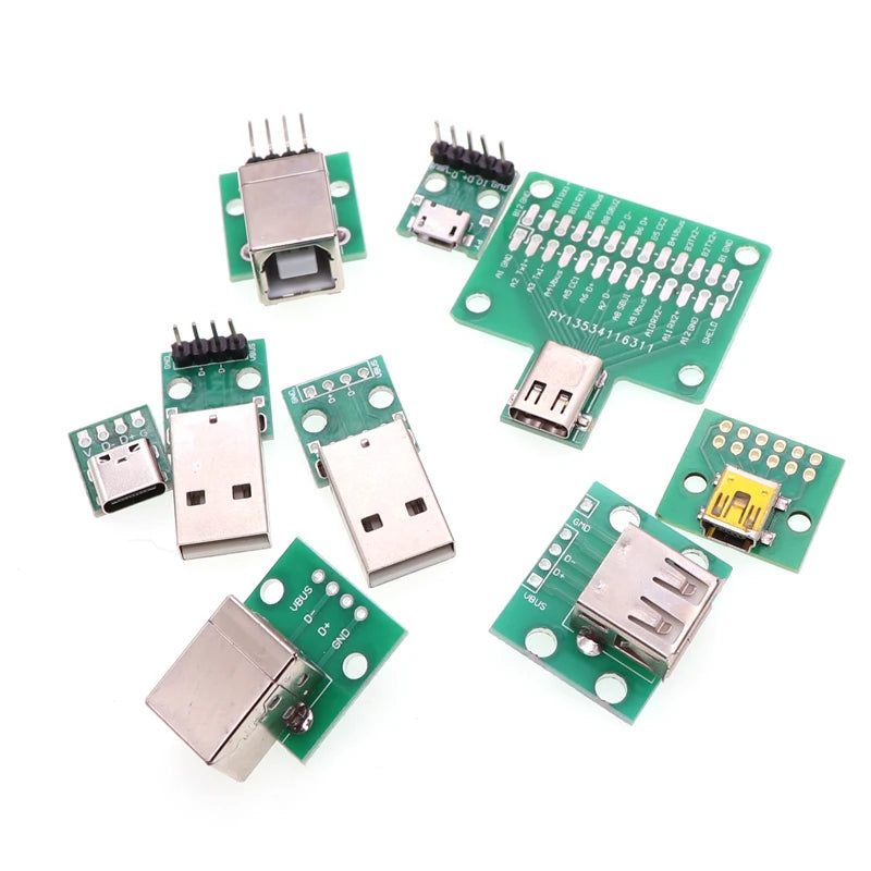 5pcs USB 2.0 Micro Mini A Female/Male USB B to 2.54mm Pin Header PCB Breakout Board Converter Adapter
