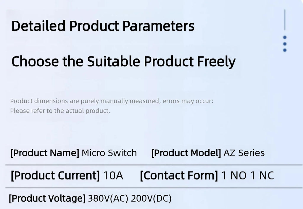 10A 250V AZ Waterproof Microswitch Travel Micro Limit Switch Small Horizontal Roller Lever AZ-7312 AZ-7311 AZ-7121 AZ-7310 TZ
