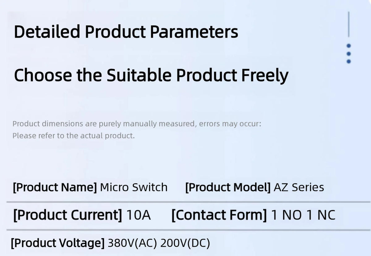 10A 250V AZ Waterproof Microswitch Travel Micro Limit Switch Small Horizontal Roller Lever AZ-7312 AZ-7311 AZ-7121 AZ-7310 TZ