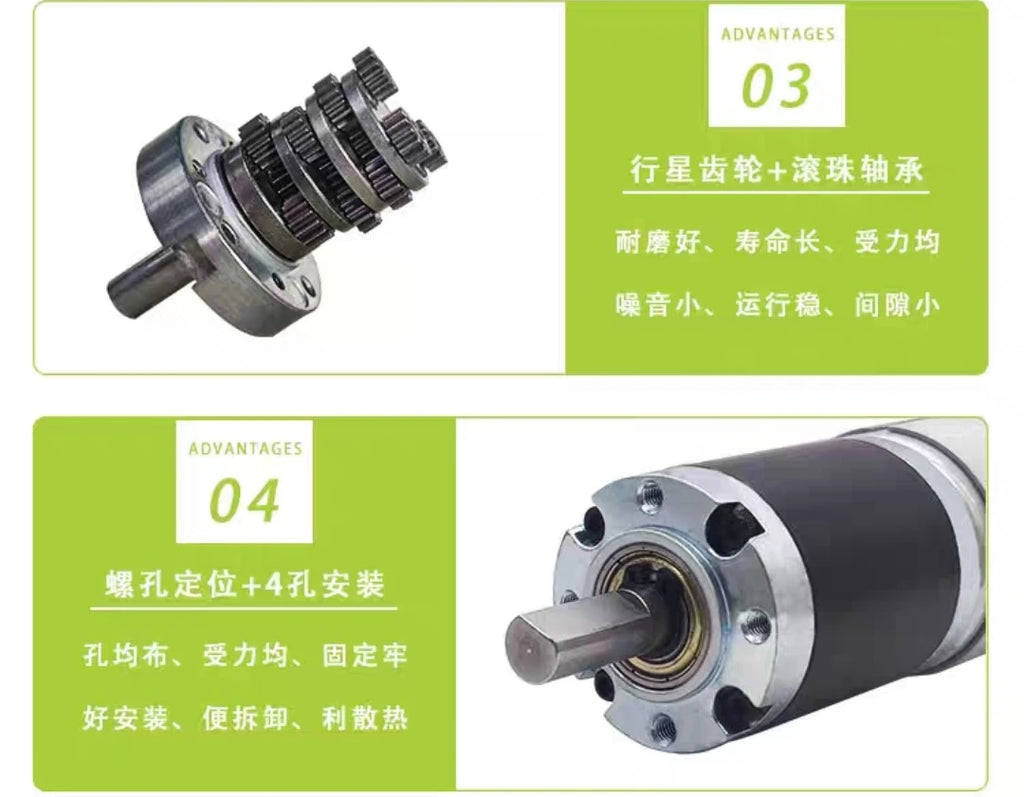 PGM42-775 Metal Planetary Geared DC Geared Motor DC 12V~24V 1600RPM~8RPM High Torque and Forward/Reverse PWM Speed Regulation