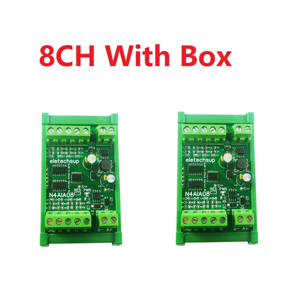 2PCS 8-24CH 4-20MA To RS485 Current Analog Input Collector Module MODBUS RTU Board For PT100 K Thermocouple Pressure Sensor