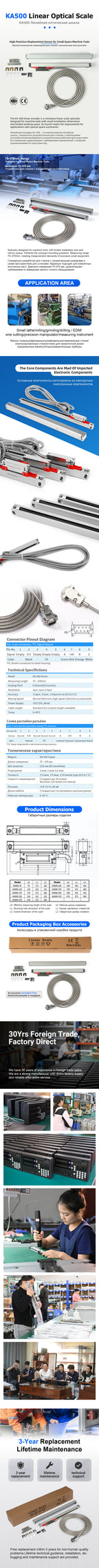 KA 500 Micro Linear Scale 70 770mm Length Small Installation Size CNC Machine Tool Limited Space Digital Measurement Sensor