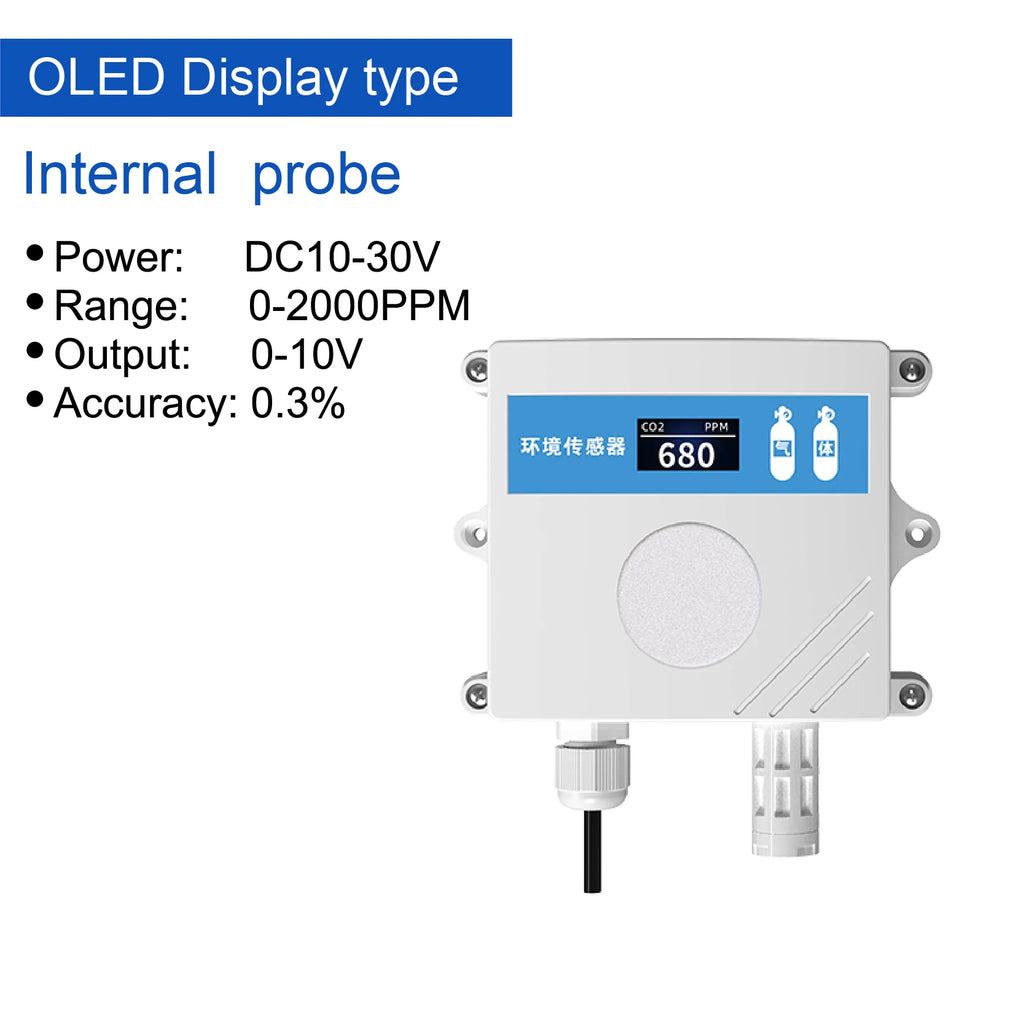 CO2 Transmitter NDIR Carbon Dioxide Sensor Air Quality CO2 Monitor Detector Indoor Meter for Home and Office Greenhouse