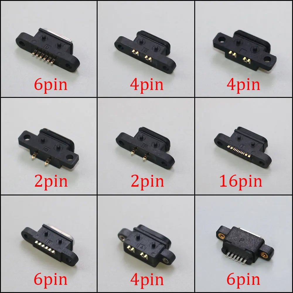 1PC Type-C USB 4 6 16 Pin Female SMD DIP With Screw Hole Waterproof Connector For DIY PCB Design High Current Fast Charging Jack