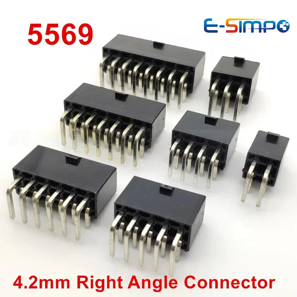 10pcs 5569 MX Mini Fit MX4.2mm Black Automotive Connector Right Angle Female Pin Socket 2*1-2*12P PC Computer Graphic Card Board