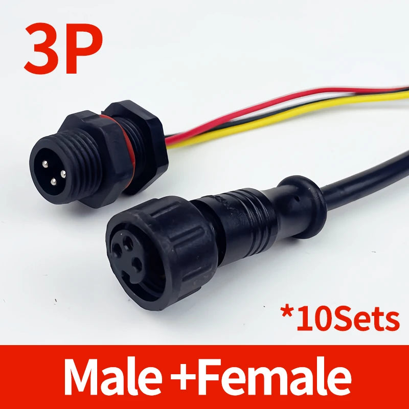 10PCS M12 IP65 Waterproof Aviation Connector Pre-wired Male Female Cable Plug 2P 3P 4P 5Pin Panel Mount Electrical Socket