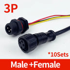 10PCS M12 IP65 Waterproof Aviation Connector Pre-wired Male Female Cable Plug 2P 3P 4P 5Pin Panel Mount Electrical Socket