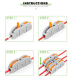Lever Wiring Connector Fast Compact Splicing Electrical Connector Butt Terminal 1 to 1 Inline Wire Connector Connect 28-12 AWG