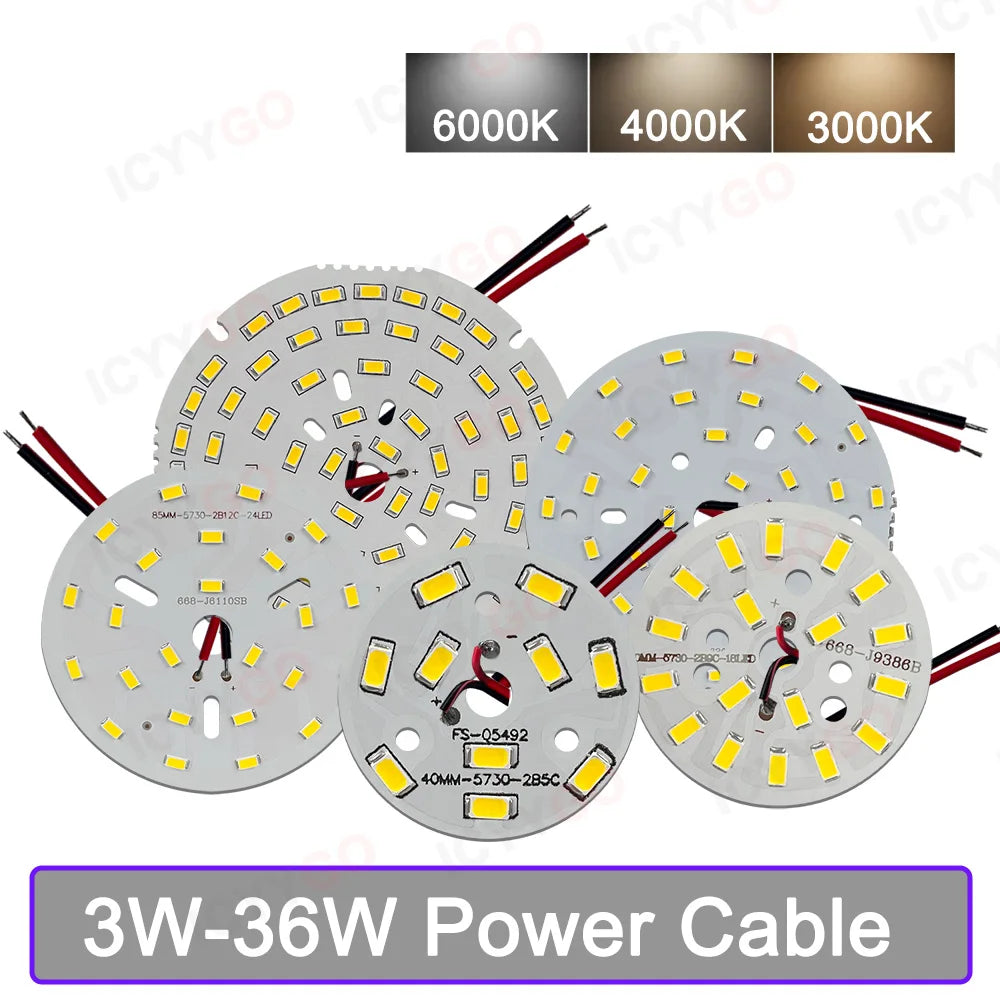 1PCS LED Light Source Round Light Panel 3W 5W 9W 15W 18W 24W 36W 50W SMD5730 DIY Light Bulb Modification Light Panel Accessories