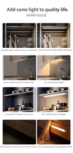 LED Night Light 20/30/40/60CM Motion Sensor Wireless USB Cabinet Night Light Wardrobe Lamp For Kitchen Cabinet Bedroom Wardrobe