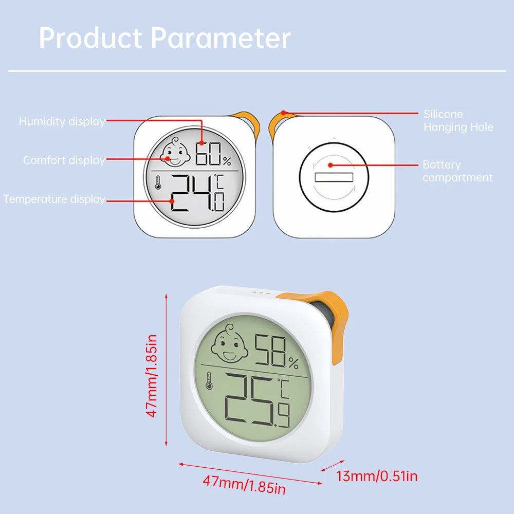 Mini Indoor Thermometer LCD Digital Temperature Meter Humidity Meter Sensor Weather Station -20~60℃ Desktop Digital Gauge