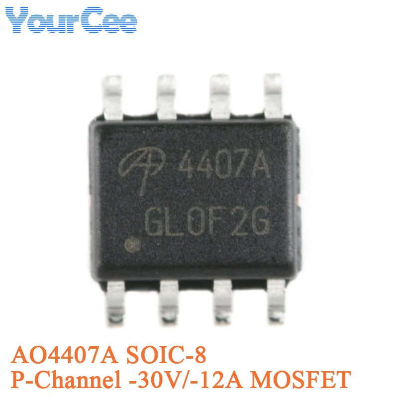 20pcs/5pcs AO4407A SOIC-8 4407A P-channel -30V/-12A SMD MOSFET Field Effect Transistor Chip AO4405AO4411 AO4413 AO4421 AO4435