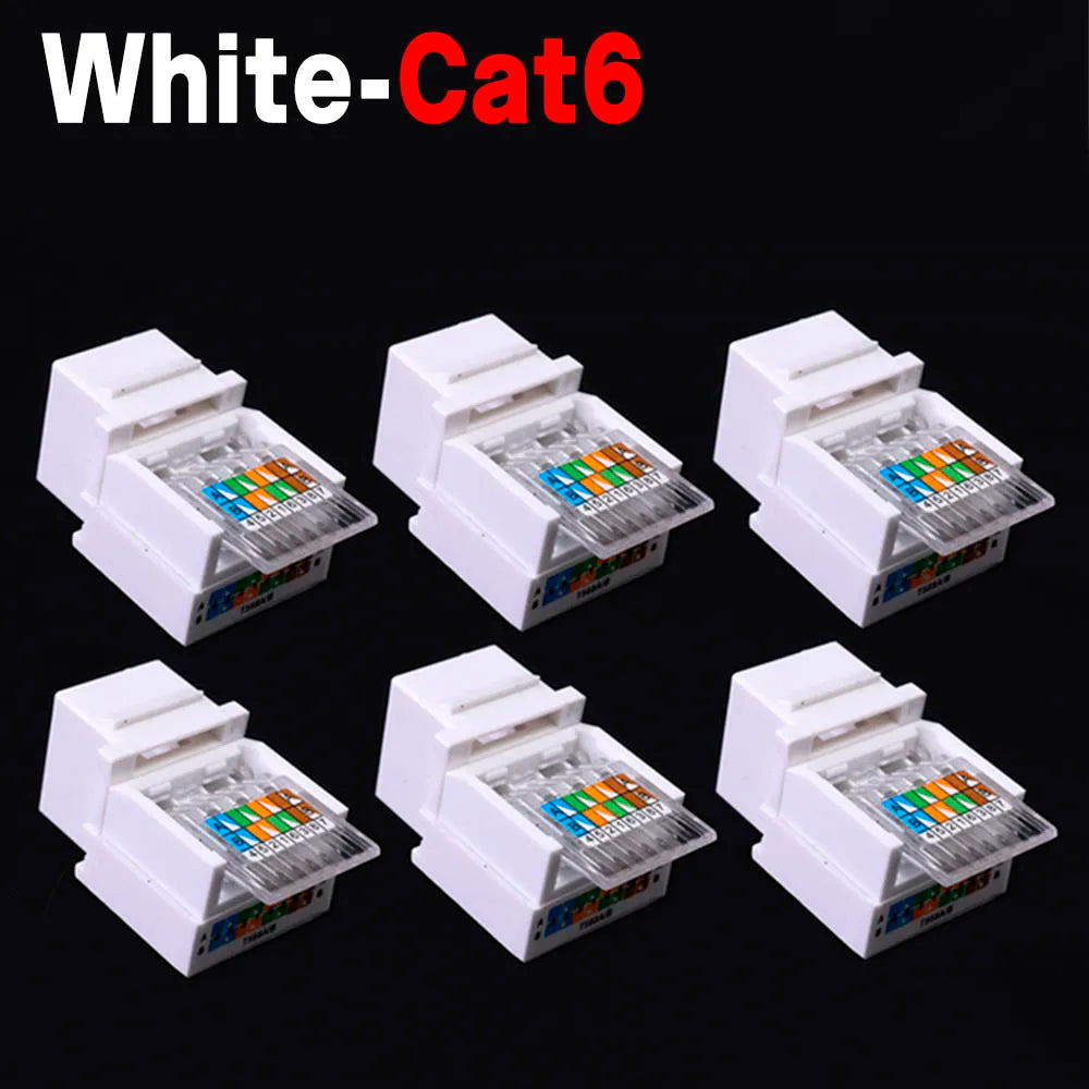 For RJ45 Module Coupler Ethernet Module Female Jack Wall Adapter RJ45 Cat6/Cat5e Ethernet Keystone Jack No Punch-Down Tool-Less