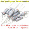 10pcs 5W Metal oxide film Resistor 5% 0.1R ~ 1M 100R 220R 330R 1K 2.2K 3.3K 4.7K 10K 22K 47K 100K 1M 100 220 330 ohm Carbon Film