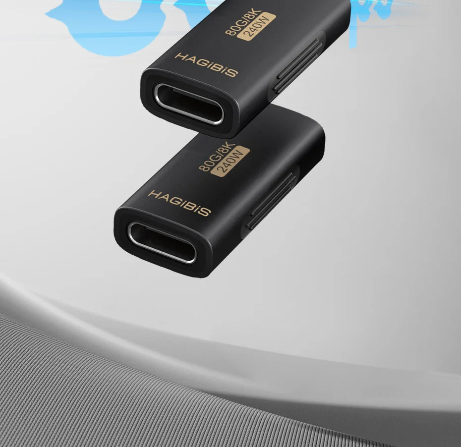 Hagibis USB C Female to USB C Female Adapter 80Gbps 240W USB4 Dual Female Extension Cable Converter for Thunderbolt 5/4 Laptop