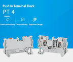10Pcs PT4 Push-in Terminal Strip Plug PT-4 4mm² Cable Connector Electrical Connect Din Rail Screwless Terminal Block PT 4