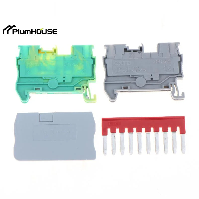 5/10PCS PT2.5 DIN Rail Spring Terminal Block PT2.5-PE Terminal End Cover D-PT2.5 Jumper Bar FBS10-5 Tool-free Wiringee Wiring