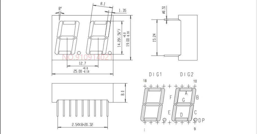 5PCS 0.28/0.36/0.4/0.56 inch 0.36inch 7 Segment 1/2/3/4 Bit Red Digital Tube Common Cathode/Anode LED Digit Display 1Bit/2Bit