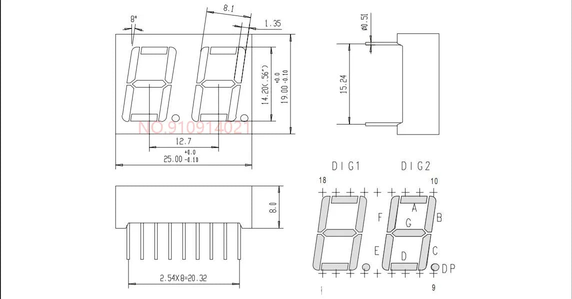 5PCS 0.28/0.36/0.4/0.56 inch 0.36inch 7 Segment 1/2/3/4 Bit Red Digital Tube Common Cathode/Anode LED Digit Display 1Bit/2Bit