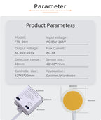 85V-265V AC LED Touch Switch, Suitable for Hidden Cabinet Installation, Can Penetrate 40MM Thickness Wood Touch Sensor