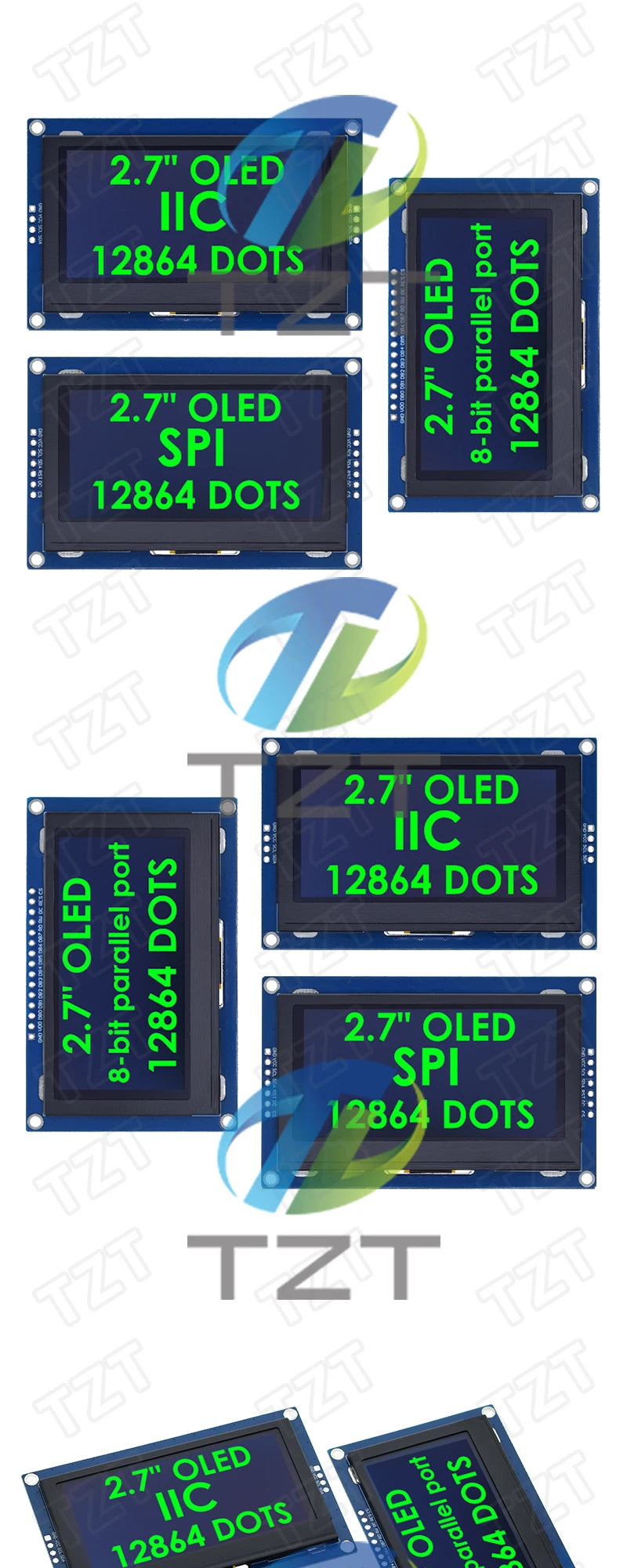 2.7 Inch OLED LCD display 128x64 drives SSD1327 IIC / SPI / 8-bit parallel port For Arduino