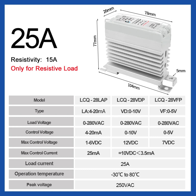 LCTC Voltage Regulator 0-10V 4-20mA 0-5V Single-phase Solid State Voltage Regulator Relay 10a15a25a40a