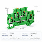 DIN Rail Terminal Blocks PTTB-2.5 Push-In Double Level 0.14-2.5mm2 Screwless Electrical Wire Connectors for Control Panel Wiring