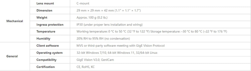 Hikrobot 2MP 1/1.7" Global Shutter CMOS,MV-CU020-90GM,MV-CU020-90GC Industrial Camera,  GigE Interface with POE，