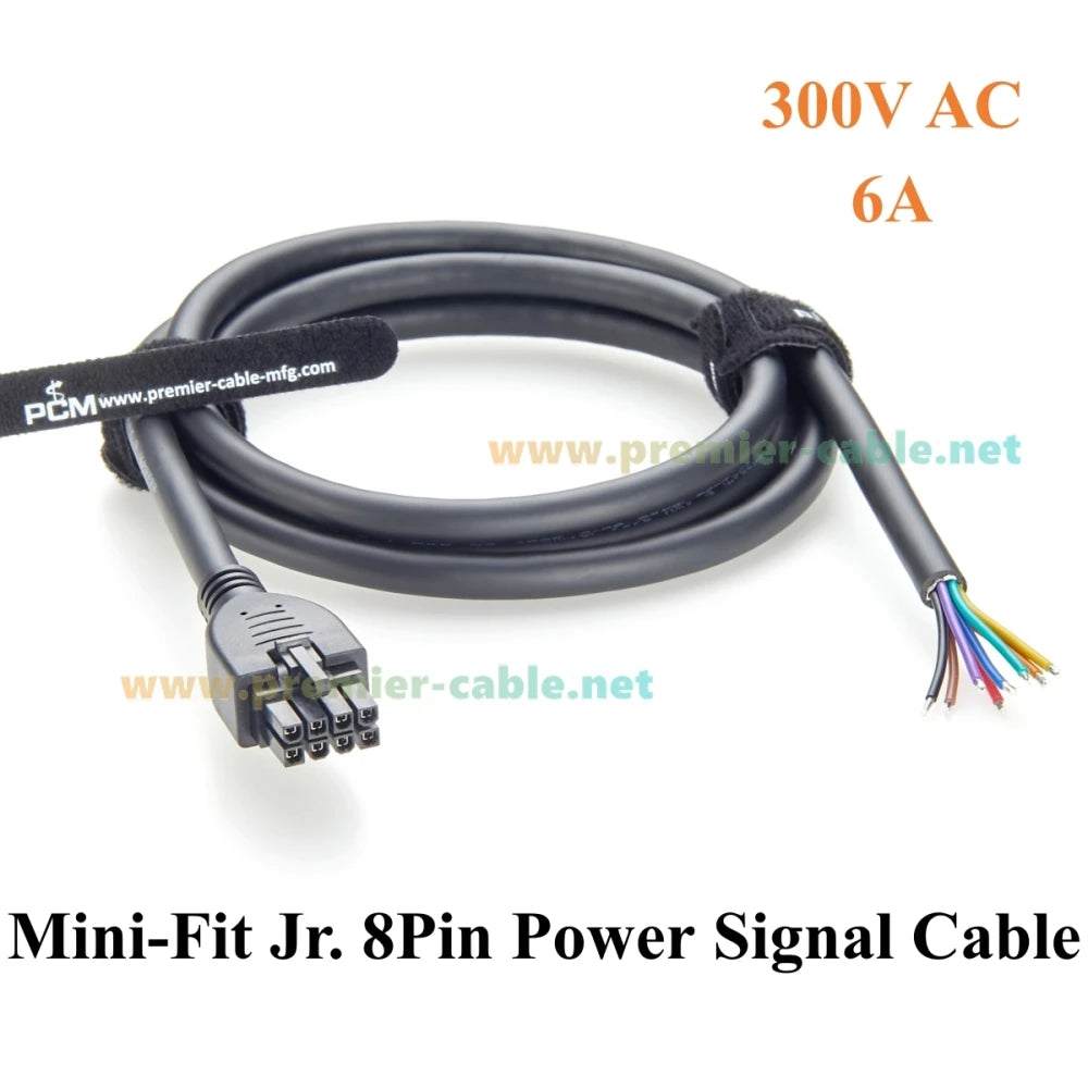 Mini-Fit Jr. 4.2mm 8Pin Female Receptacle to Open End Cable Dual Row 8 Circuits Power & Signal Cable Compatible Molex 39-01-2080