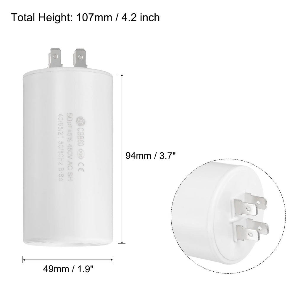 1Pcs CBB60 Run Capacitor 8uF-80uF 450V AC Double Insert 50/60Hz Cylinder White for Air Compressor Water Pump Motor