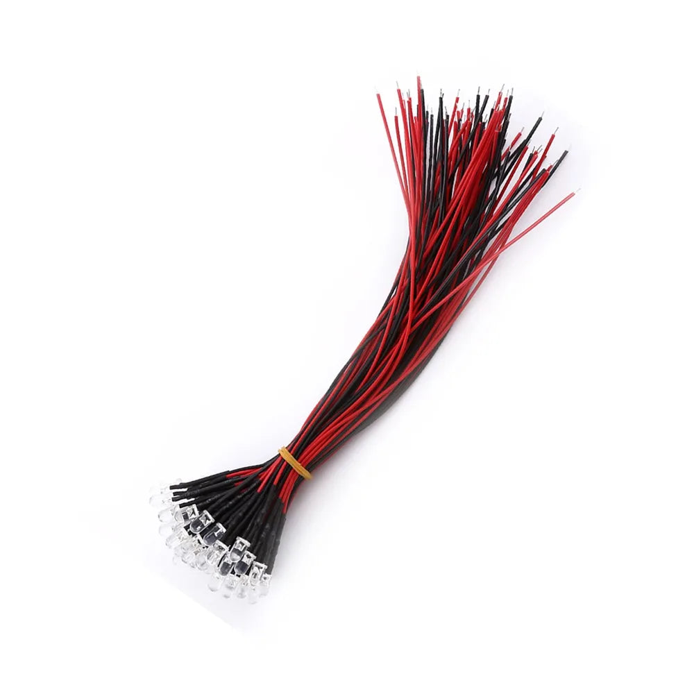 50PCS Colorful DC 5-12V LED Diodes 5mm White Red Blue Green LED Lights Small LED Lamps DIY Lighting