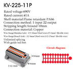 1PC 225 Series Terminal Block One In Multiple Out Wire Electrical Connectors Plug-in Spliceable Splitter Guide Rail Junction Box
