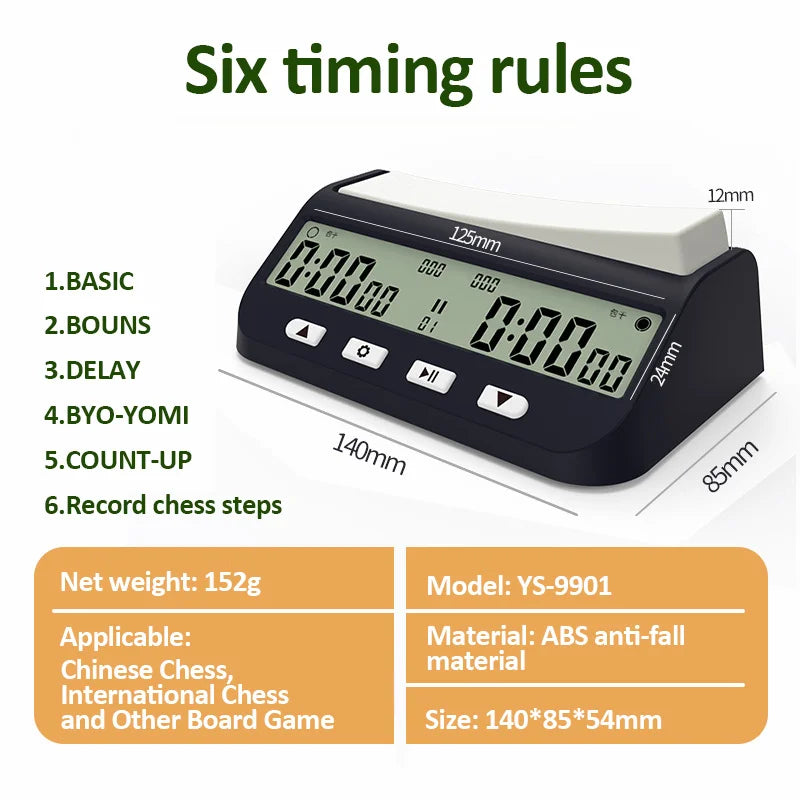 YS9901/YS902 Professional Chess Timekeeper Chess Digital Clock Multi-functional Digital Count Up/Down Precision Game Stopwatch