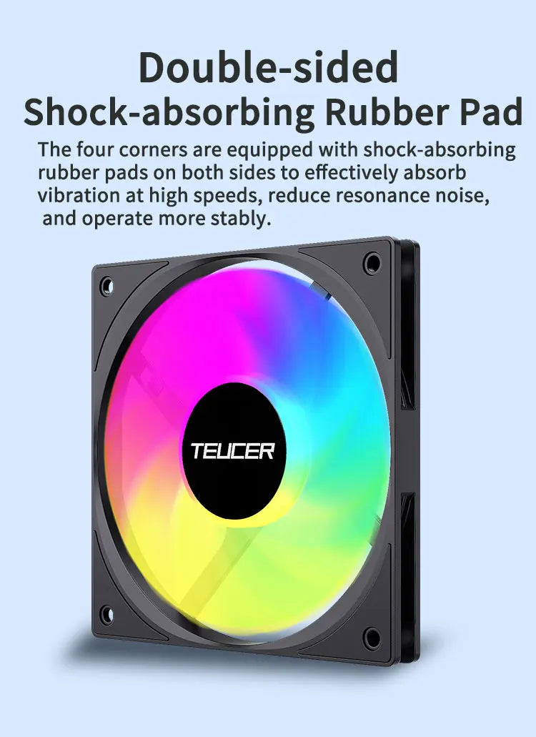 TEUCER ARGB CPU Case Fan 120mm Low Noise Ultra-thin Design 5V 3PIN Motherboard Lighting Sync PWM 800-2400RPM Case Cooler Fan