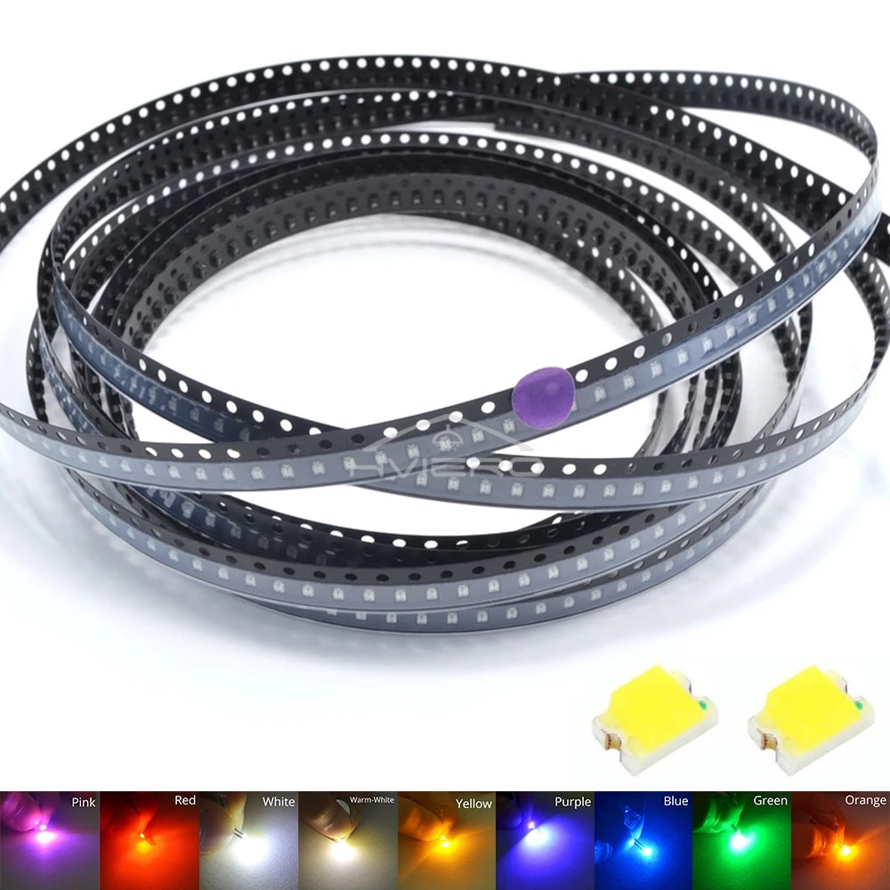 100PCS 5050 0805 LED SMD SMT Chip Red Yellow Green White Blue Orange Purple Pink RGB Emitting Diode Light 3.3V Voltage Neon Lamp