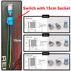 16/19/22MM Custom Metal Push Button Switch with Socket Waterproof Luminous Latching Momentary Car Boat Motorcycle 12V 24V 220V
