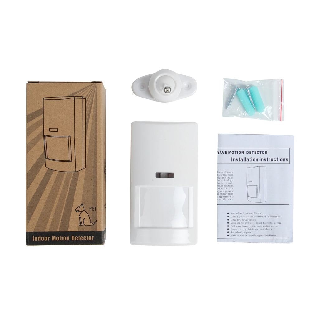 Indoor DC12V-24V Wired PIR Alarm Motion Sensor Detector CE Certified Pet Friendly for Home Alarm System with NO NC Alarm Output