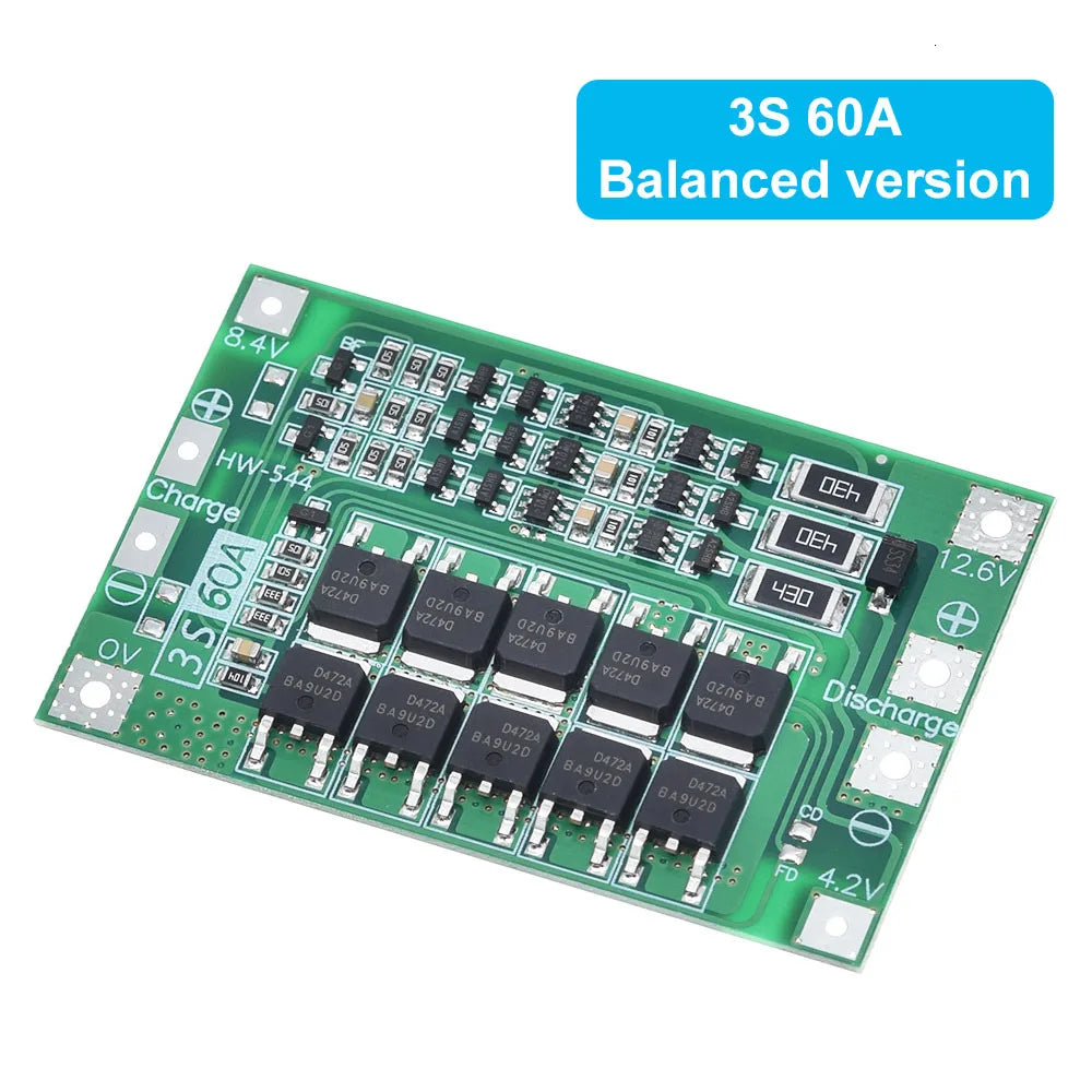 3S/4S 40A 60A Li-ion Lithium Battery Charger Protection Board 18650  BMS For Drill Motor 11.1V 12.6V/14.8V 16.8V Enhance/Balance