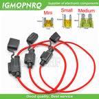 1Set Waterproof 32V Mini/Small/Medium Auto Fuse Holder 18/16/14/12/10AWG With Car Blade Fuse 3A 5A 7.5A 10A 15A 20A