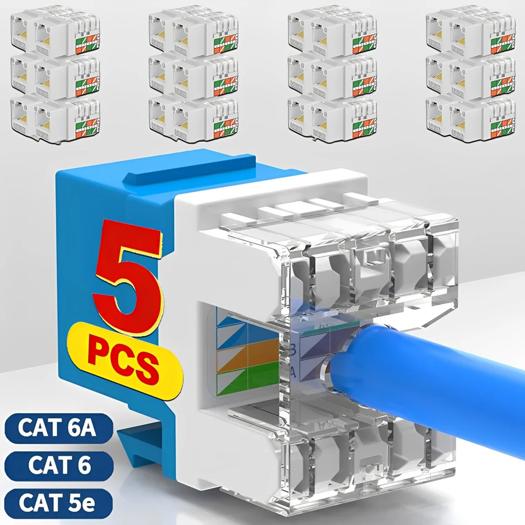 RJ45 Cat6/5e/6A Slim Profile Keystone Jack 90-Degree Ethernet Punch Down Keystone Jack Compatible Patch Panel and Wall Plate