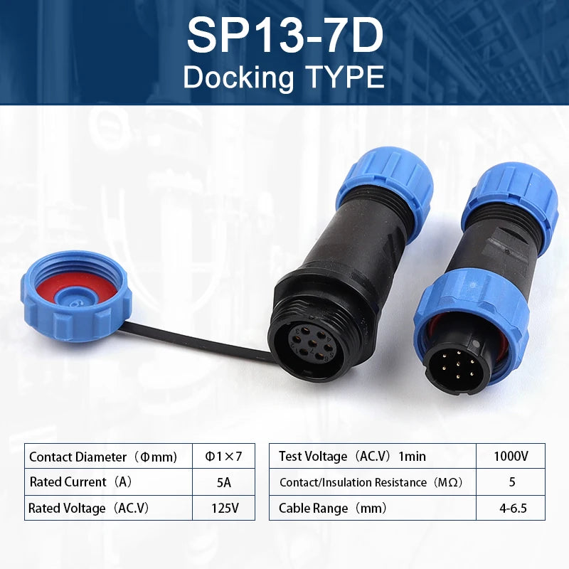 SP13 Aviation Waterproof Connector IP68 Docking Electrical Cable Wire Male Female Plug Socket Welding Type Industrial Connector