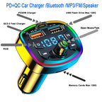 Bluetooth 5.0 Car FM Transmitter Hands Free Kit Dual USB Fast Car Charger Wireless MP3 Audio Receiver FM Modulator For All Phone